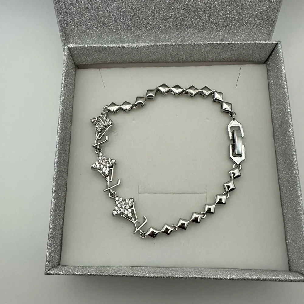 Silver with Crystal Details Tennis Bracelet